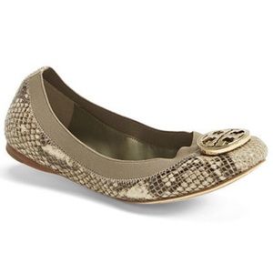 Tory Burch Women's Snakeskin Ballet Flats - Tan